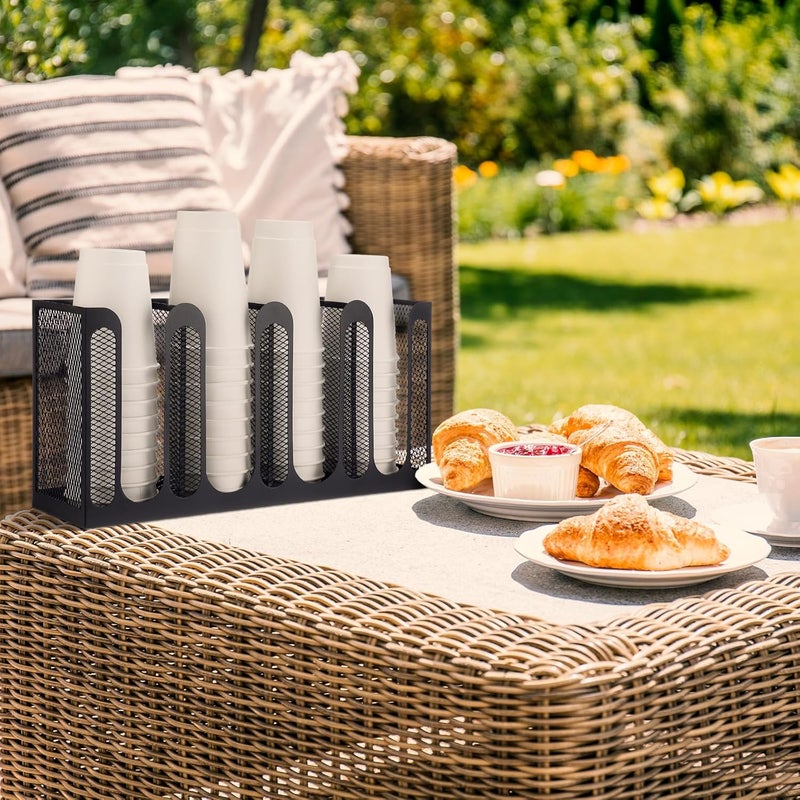 Maxcheck Metal Mesh Cup and Lid Holder Coffee Paper Cup Dispenser Lid Holder Storage Organizer Countertop or Wall Mount for Coffee Bar, Kitchen, Breakroom (4 Compartments) - Image 4